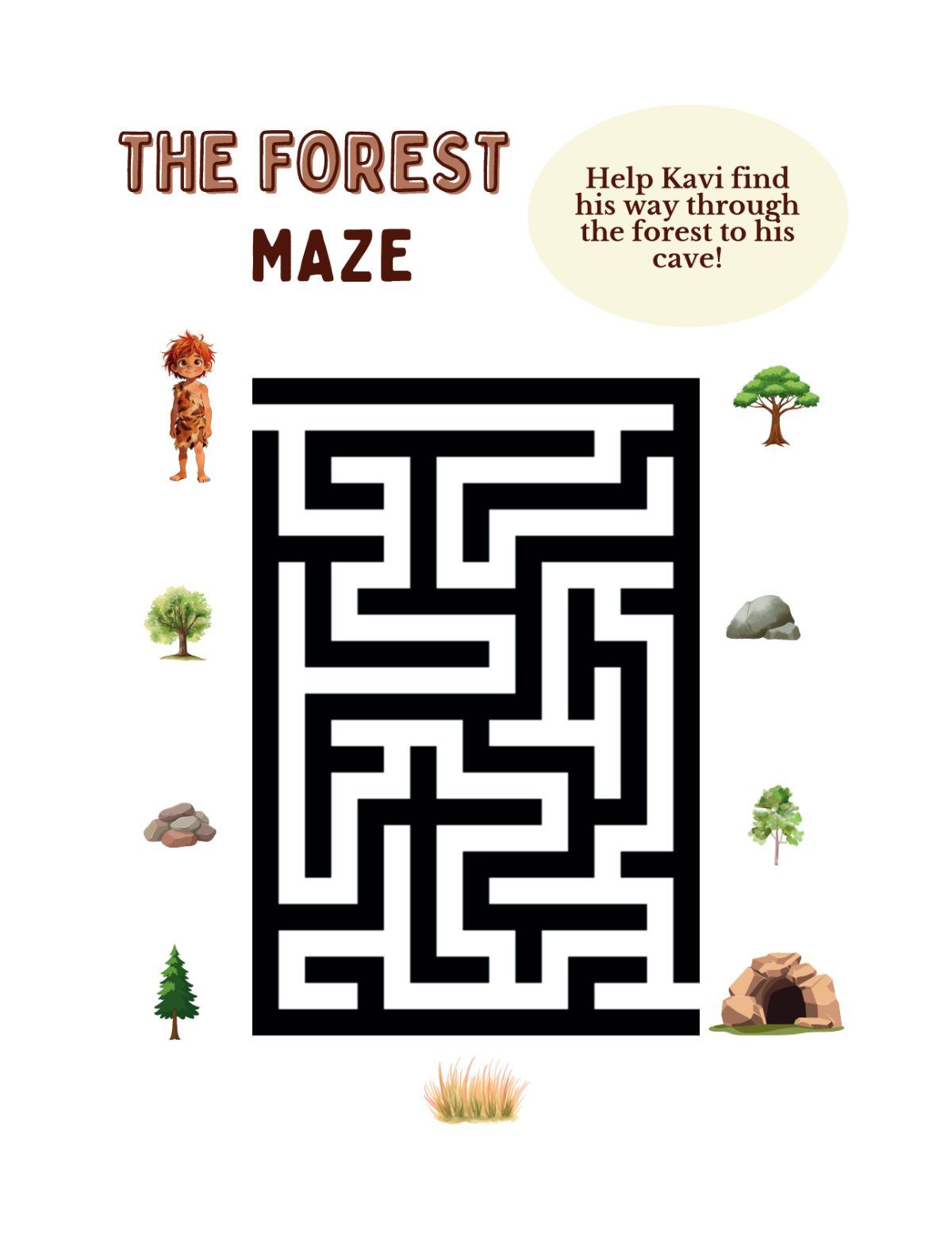 Revised Kavi's Stone Age Adventures Booklet Level 1 — sample page