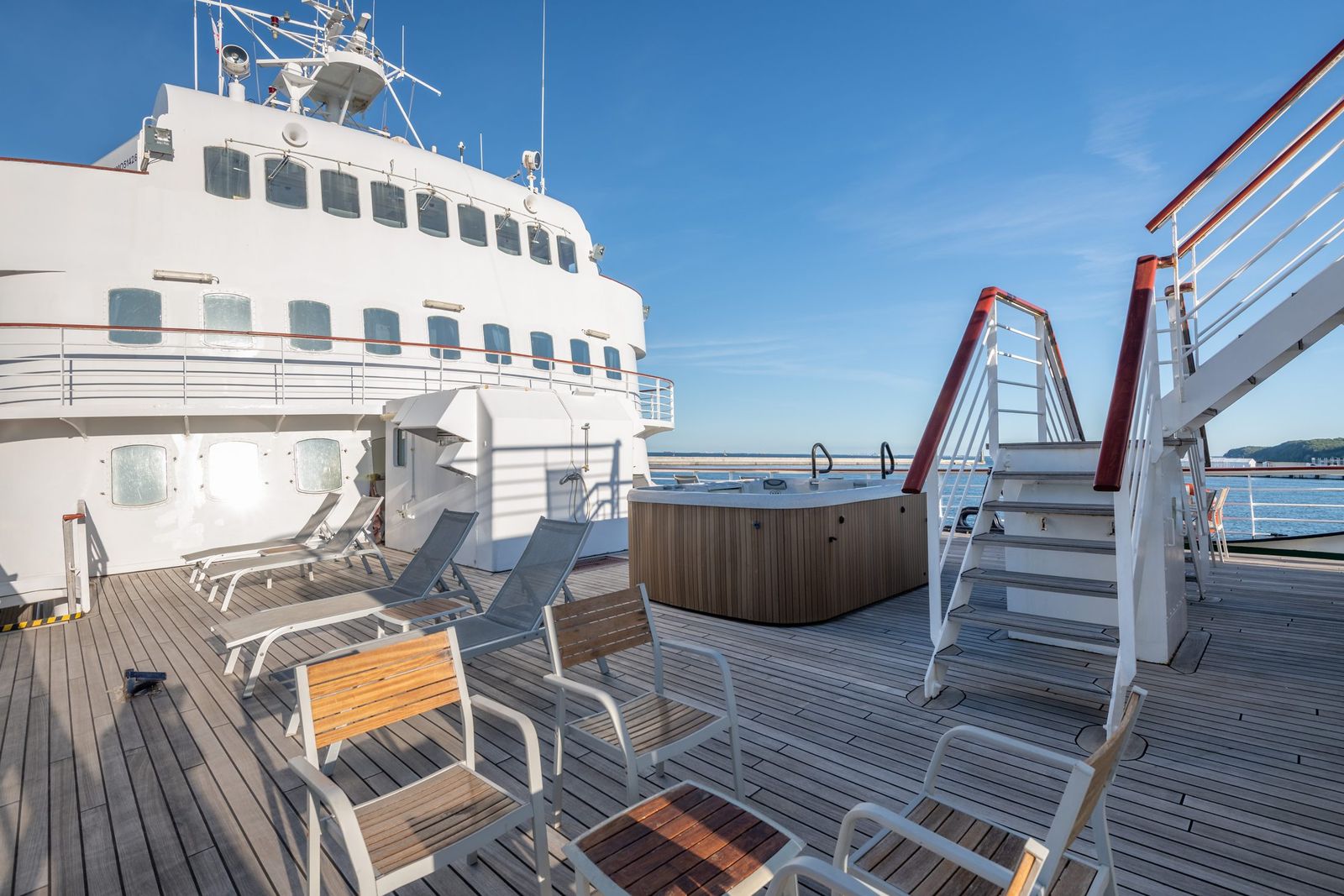 Sun loungers on the open deck