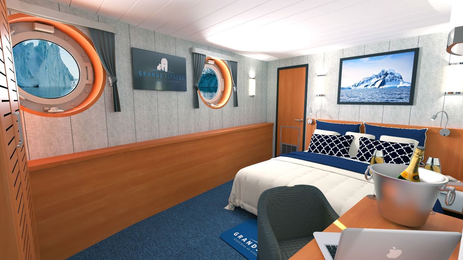 A planned cabin with porthole aboard M/S Nanook