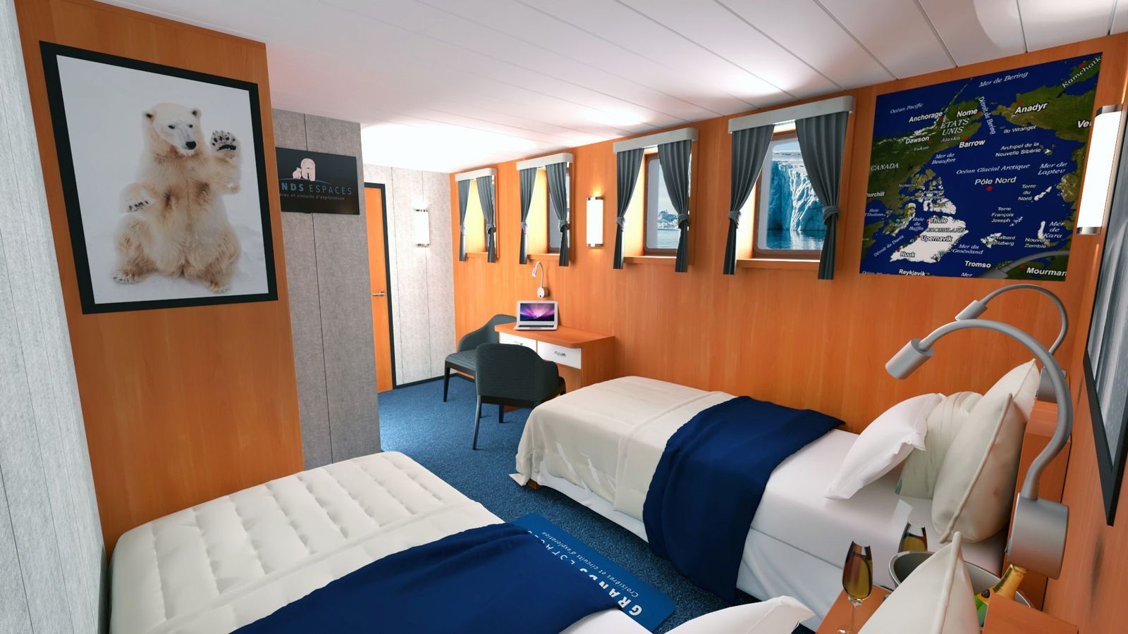 A planned twin cabin aboard M/S Nanook