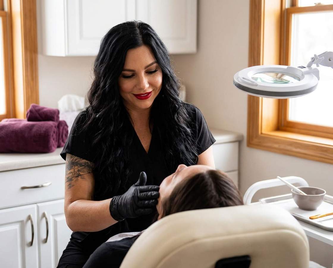 Della giving a patient a facial