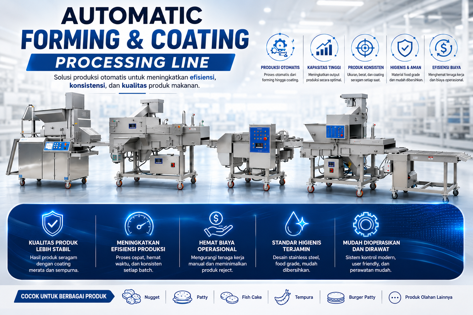 Automatic Forming & Coating Line: Solusi Produksi Nugget, Patty, Tempura, Fish Cake dan Frozen Food