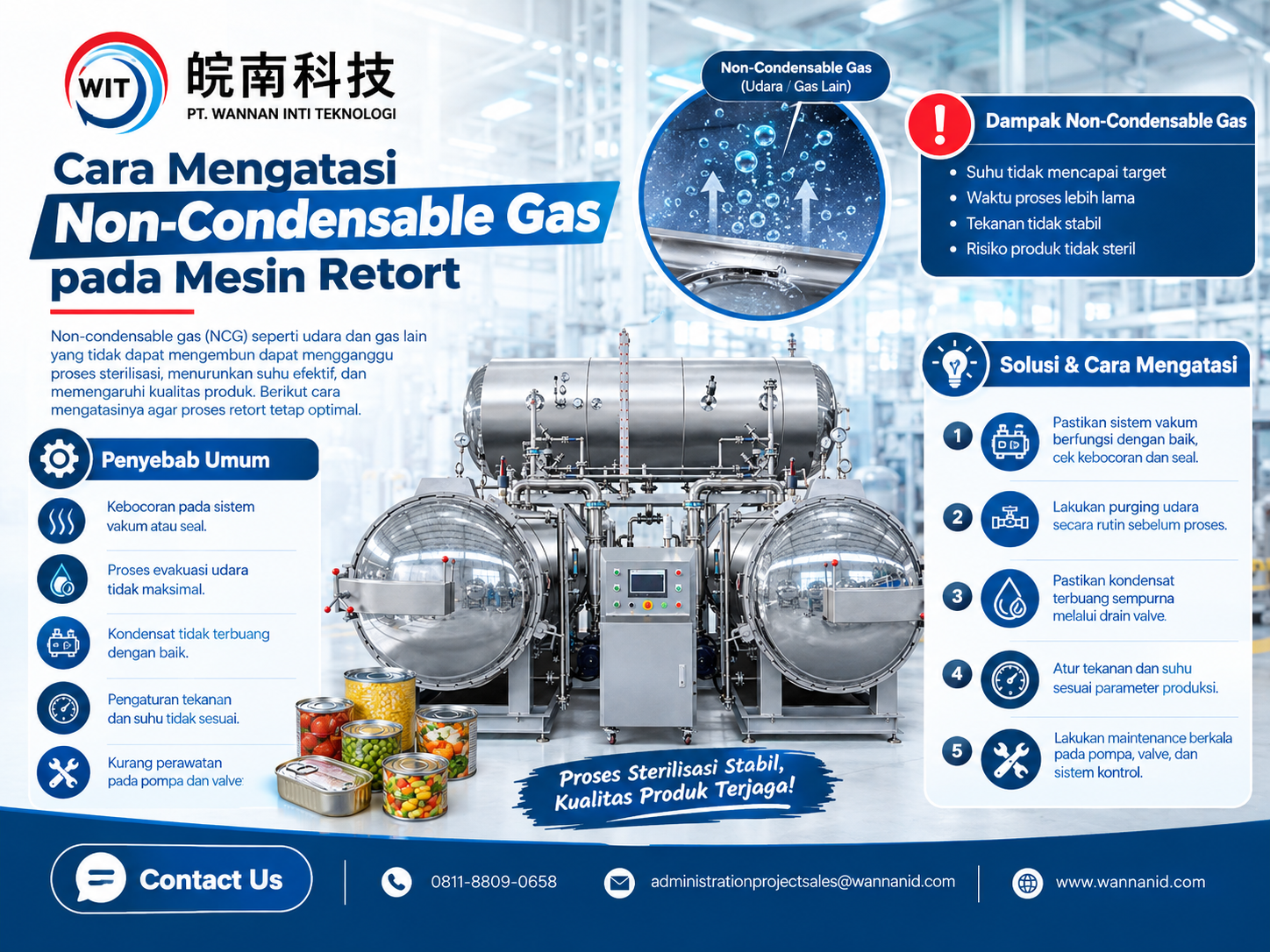 Cara Mengatasi Non-Condensable Gas pada Mesin Retort