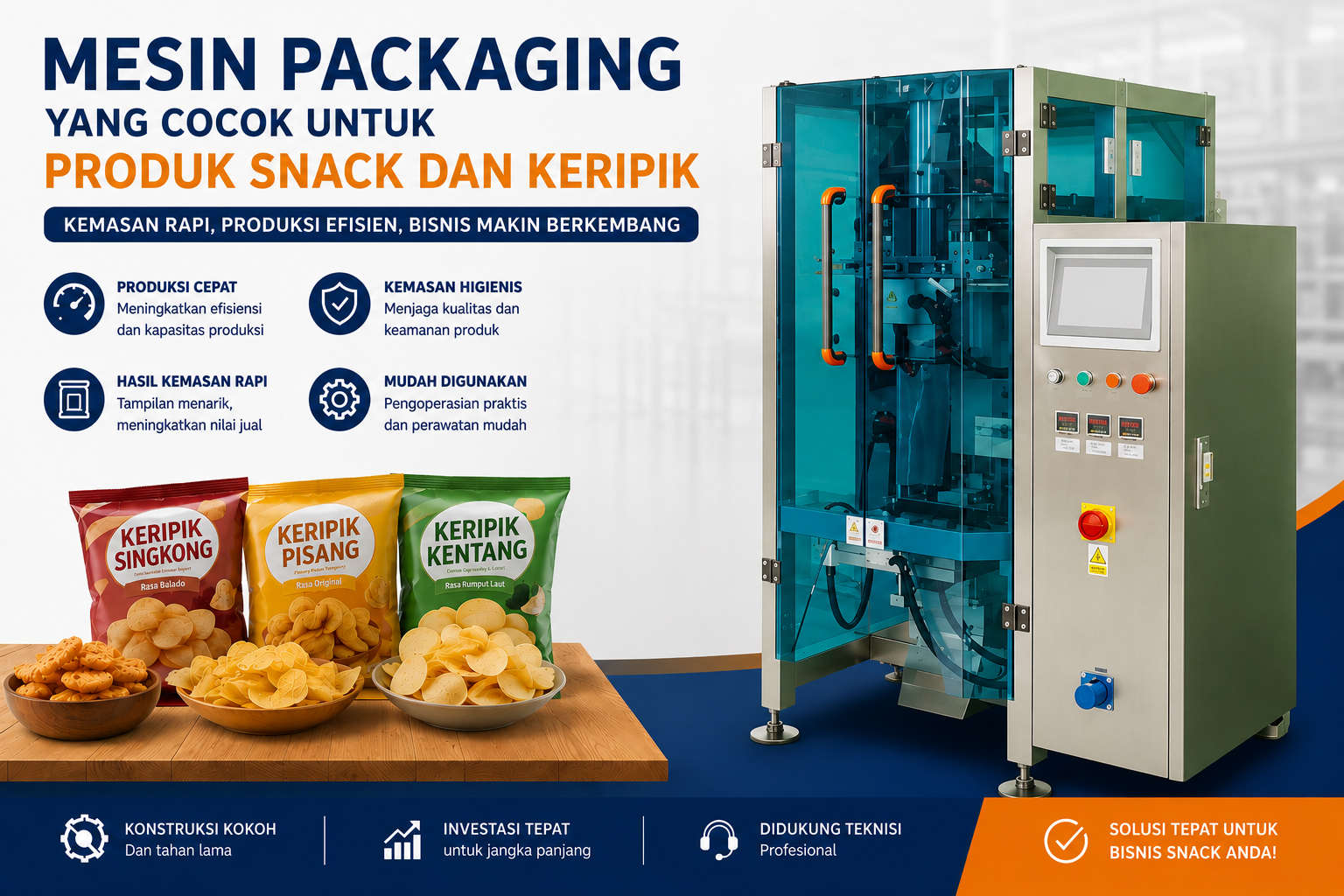 Mesin Packaging yang Cocok untuk Produk Snack dan Keripik: Panduan Lengkap Memilih Mesin Kemasan untuk Meningkatkan Produksi