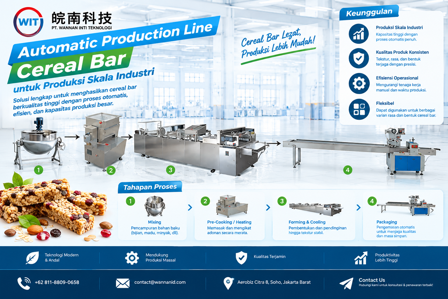 Automatic Production Line Cereal Bar untuk Produksi Skala Industri