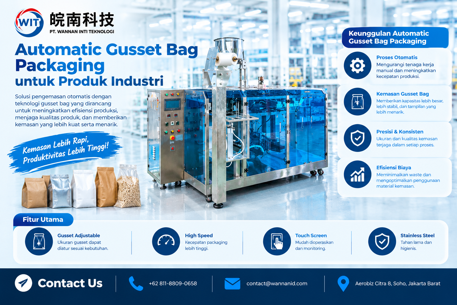 Automatic Gusset Bag Packaging untuk Produk Industri