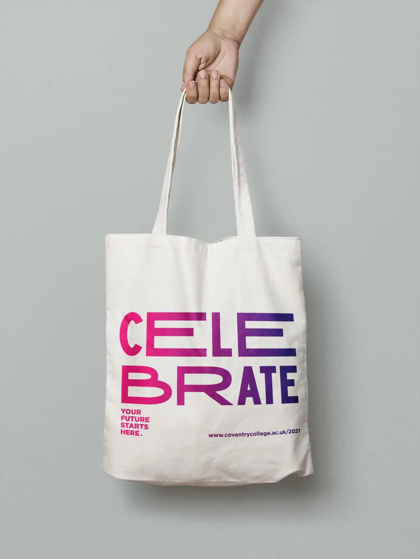 Canvas Tote Bag MockUp celebrate scaled 1