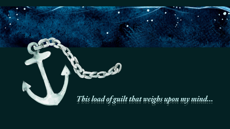 An anchor on deep blue background with a line of poetry.