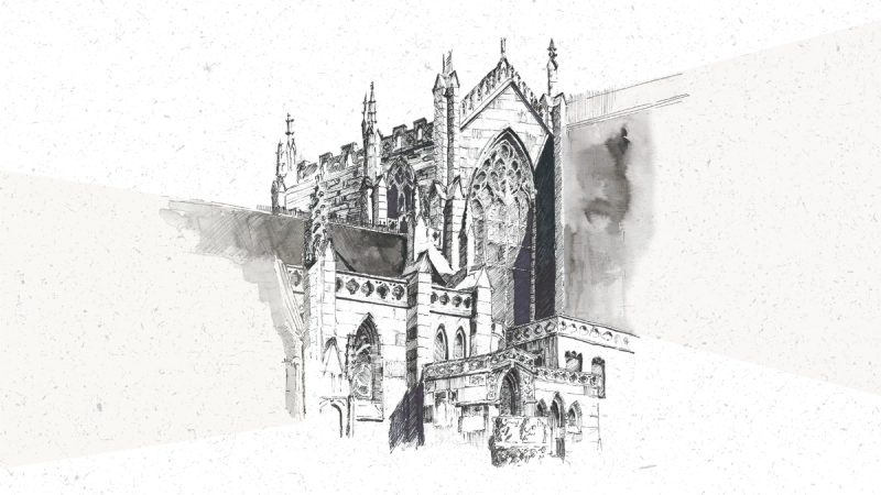 A sketch of a cathedral.