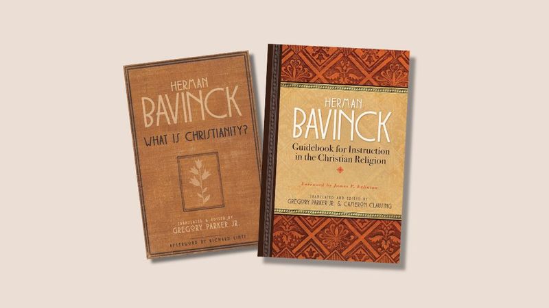 Two book covers on a pale sand colored background.