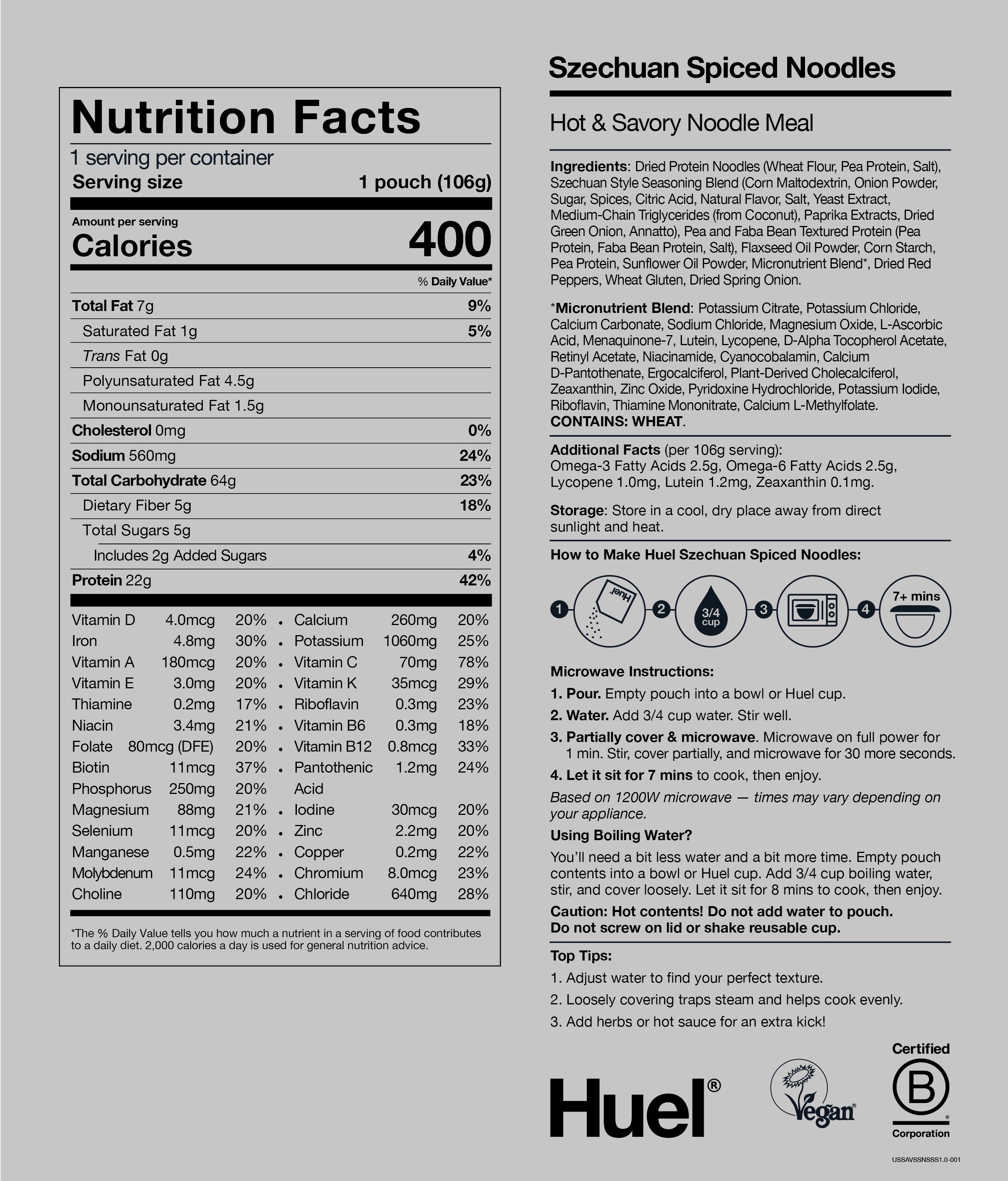 Hot & Savoury Meal Pack BOP Nutritional Information