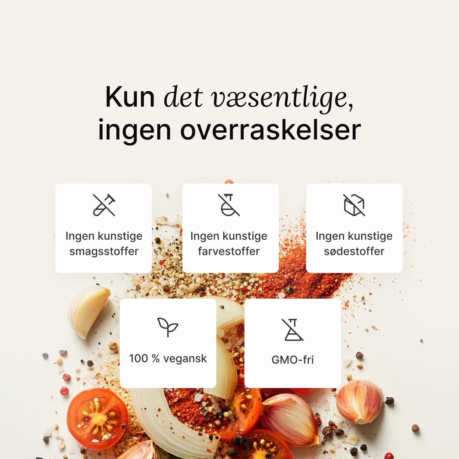 Dried vegetables and herbs blend on a neutral colour background