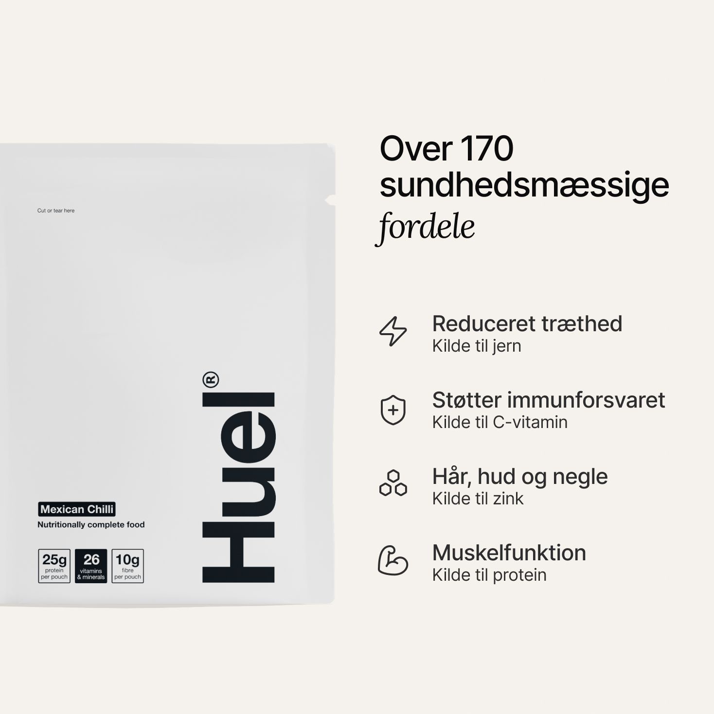 A sachet of Huel Hot & Savoury on a neutral colour background