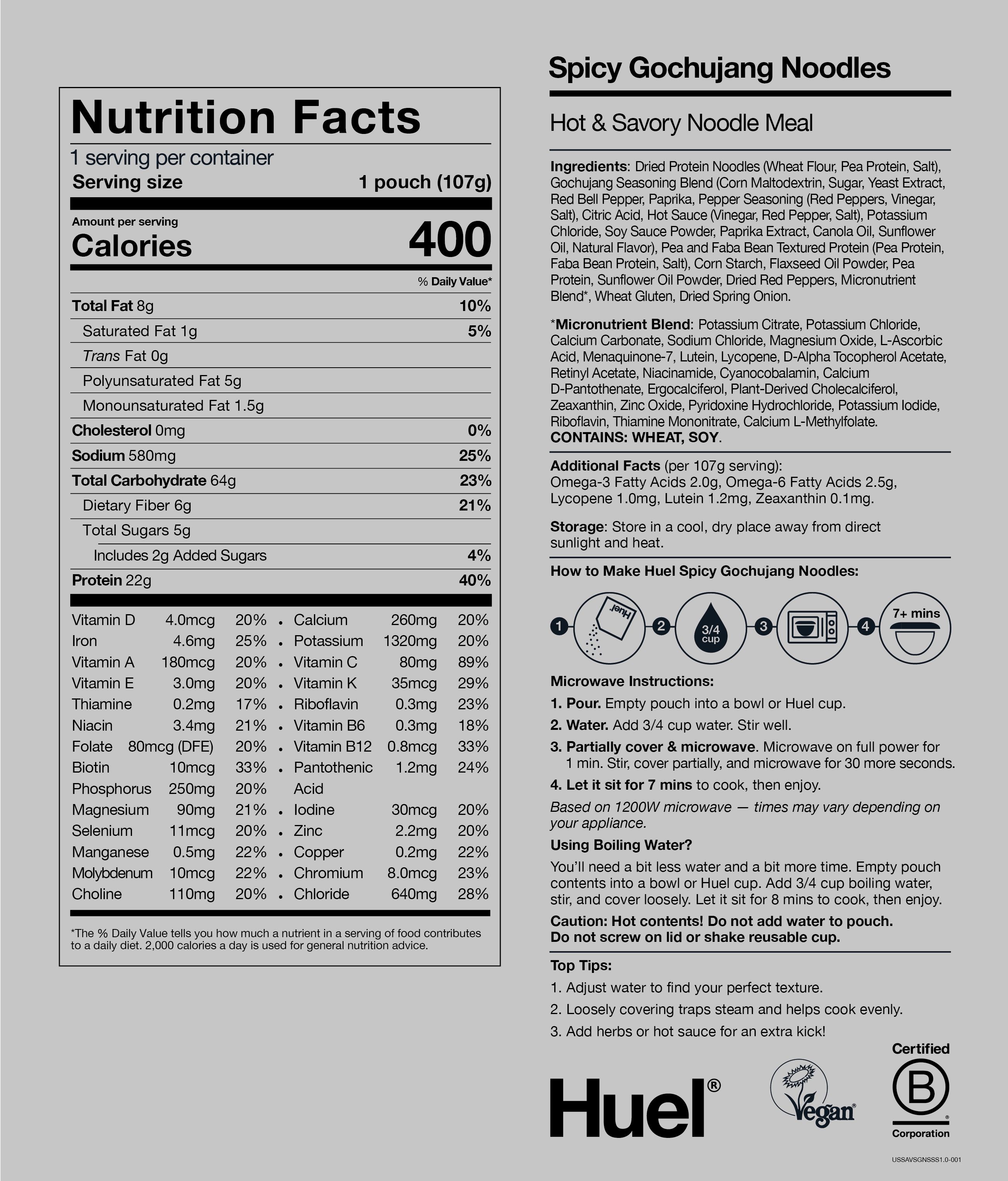 Hot & Savoury Meal Pack BOP Nutritional Information