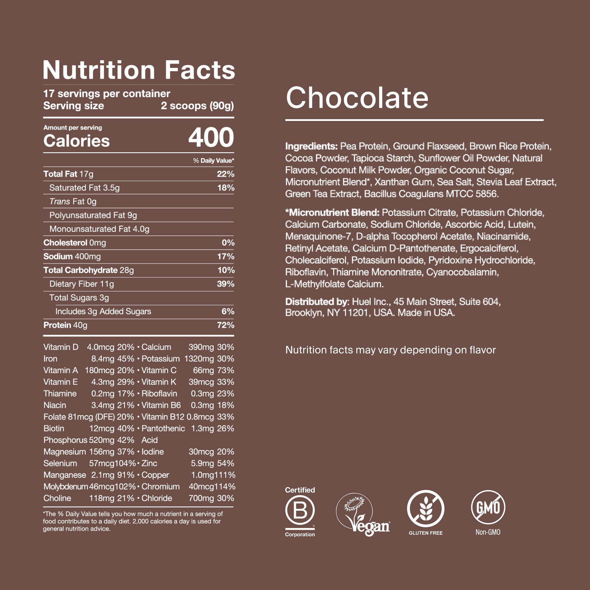 BE Powder back-of-pack with ingredients