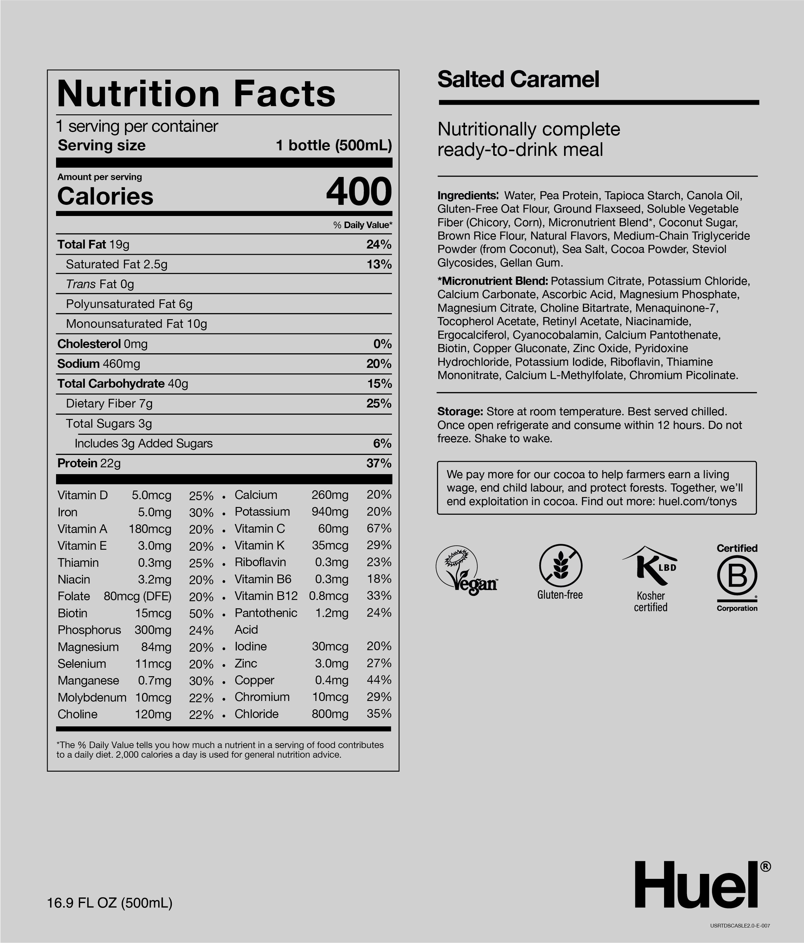 RTD Salted Caramel - Nutrition Information