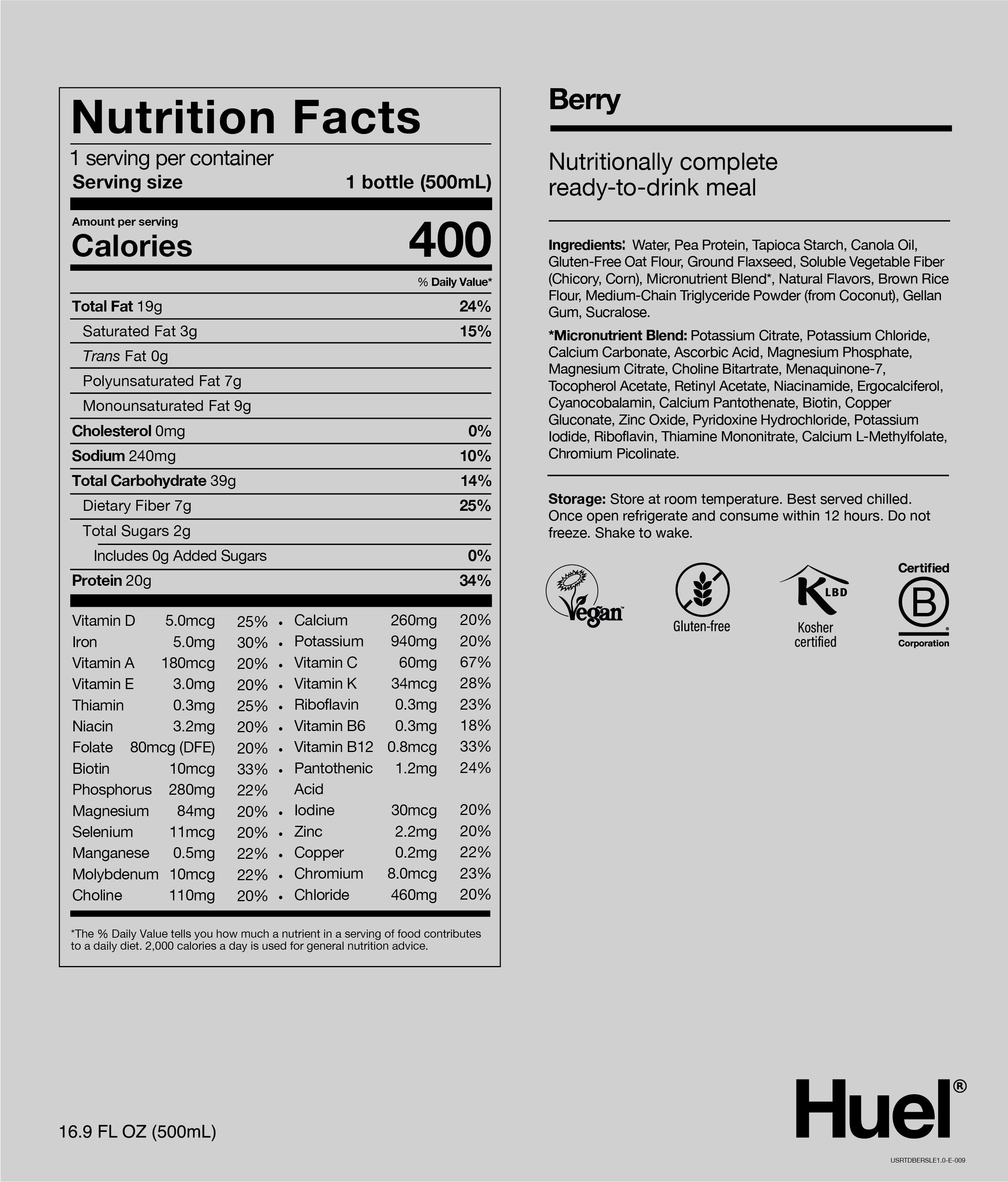 RTD Berry Nutritional Information