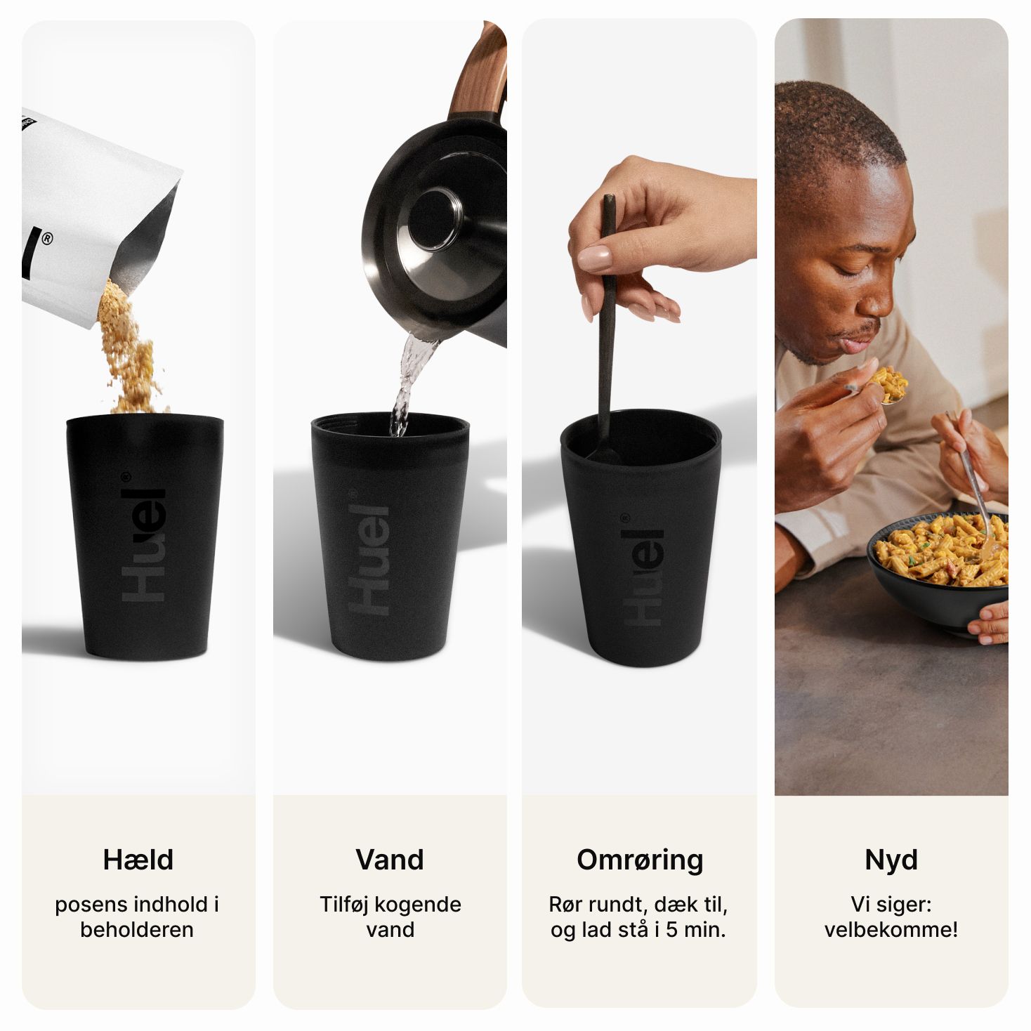 En trin-for-trin guide til at lave Huel Hot & Savory 