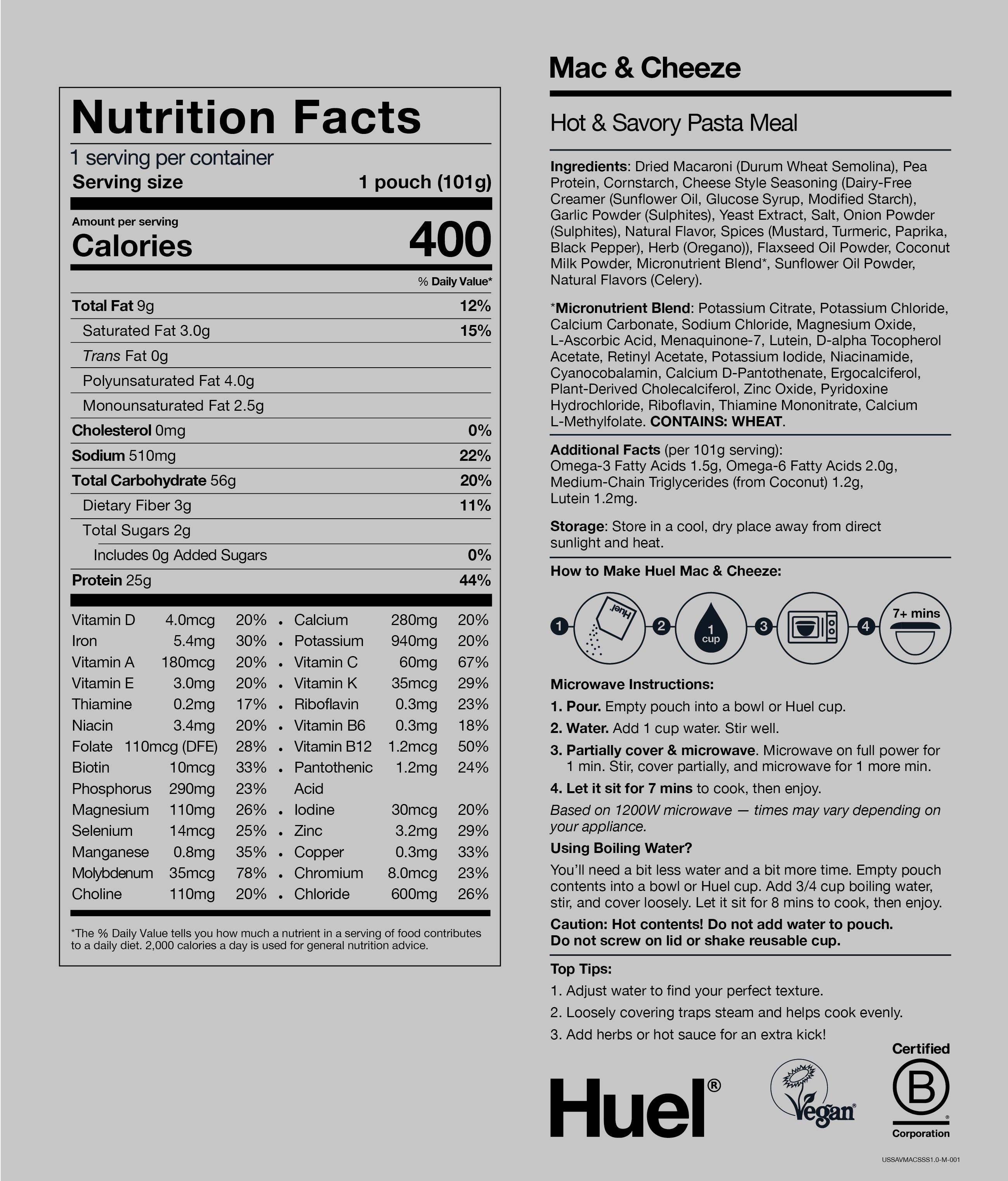 Hot & Savoury Meal Pack BOP Nutritional Information 