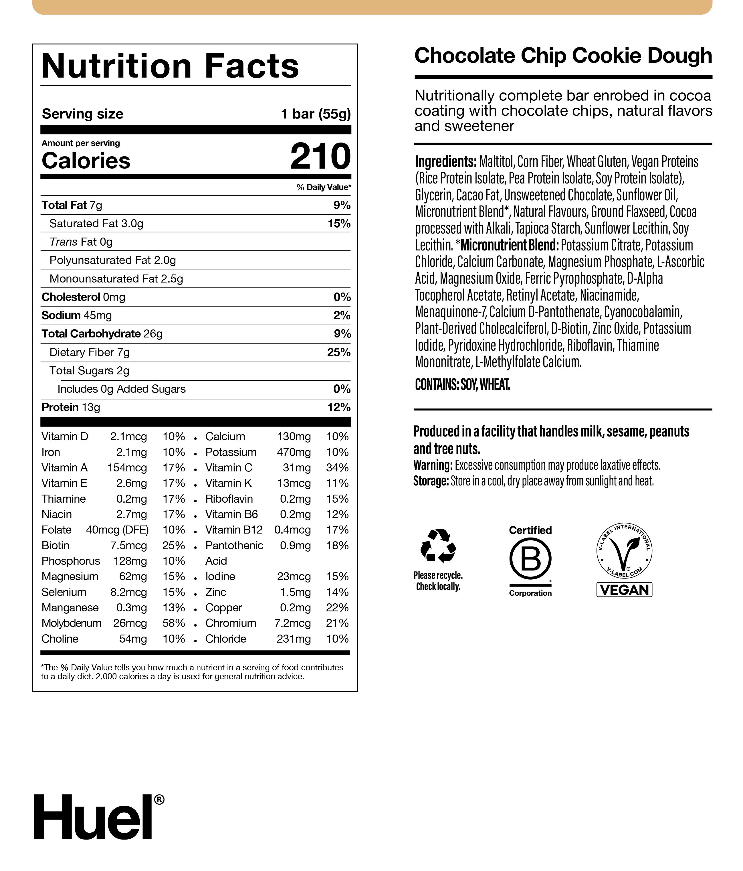 Complete Nutrition Bar Cookie Dough Nutritional Info