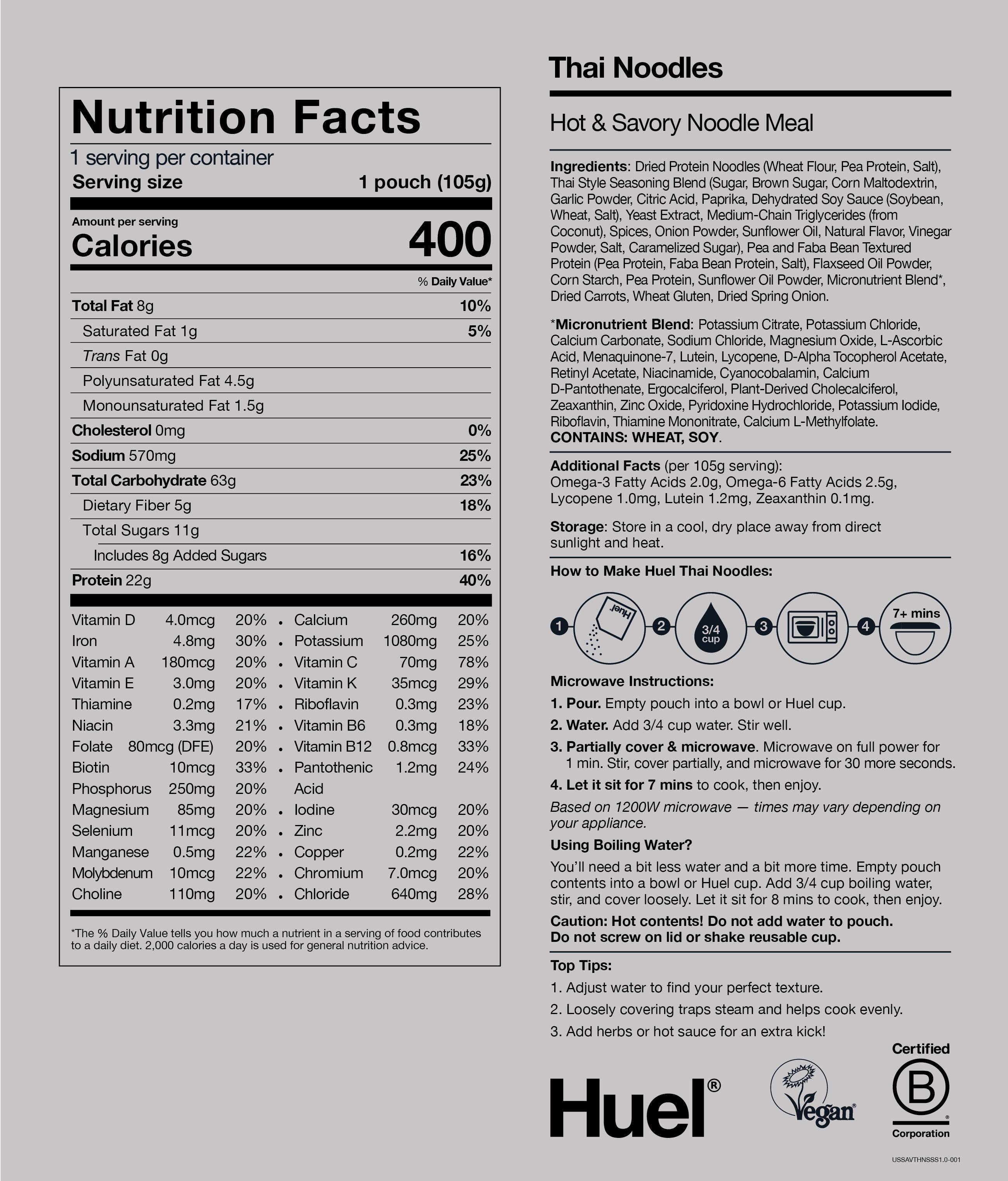 Hot & Savoury Meal Pack BOP Nutritional Information