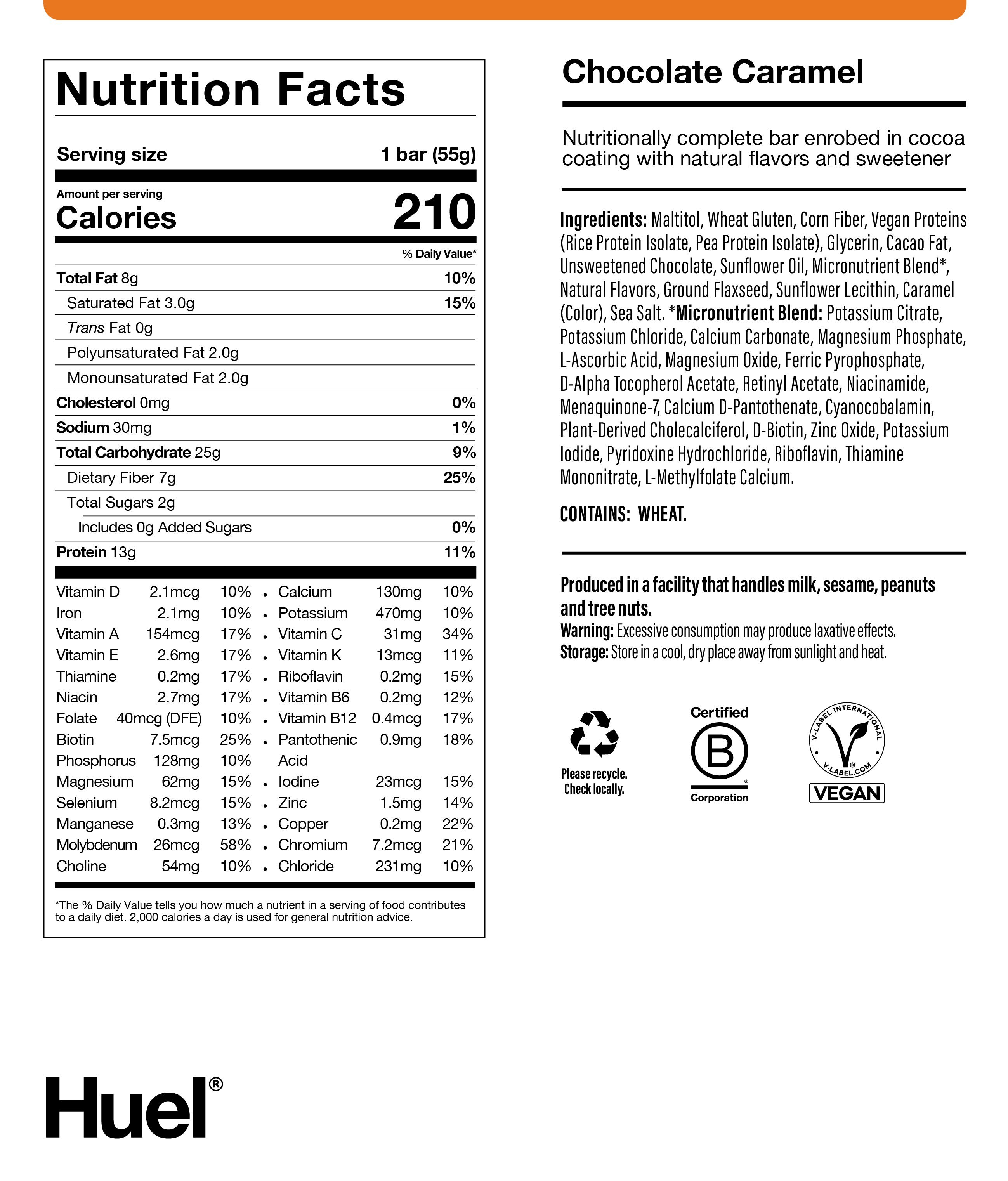 Complete Nutrition Bar Chocolate Caramel BOP Nutritional Info