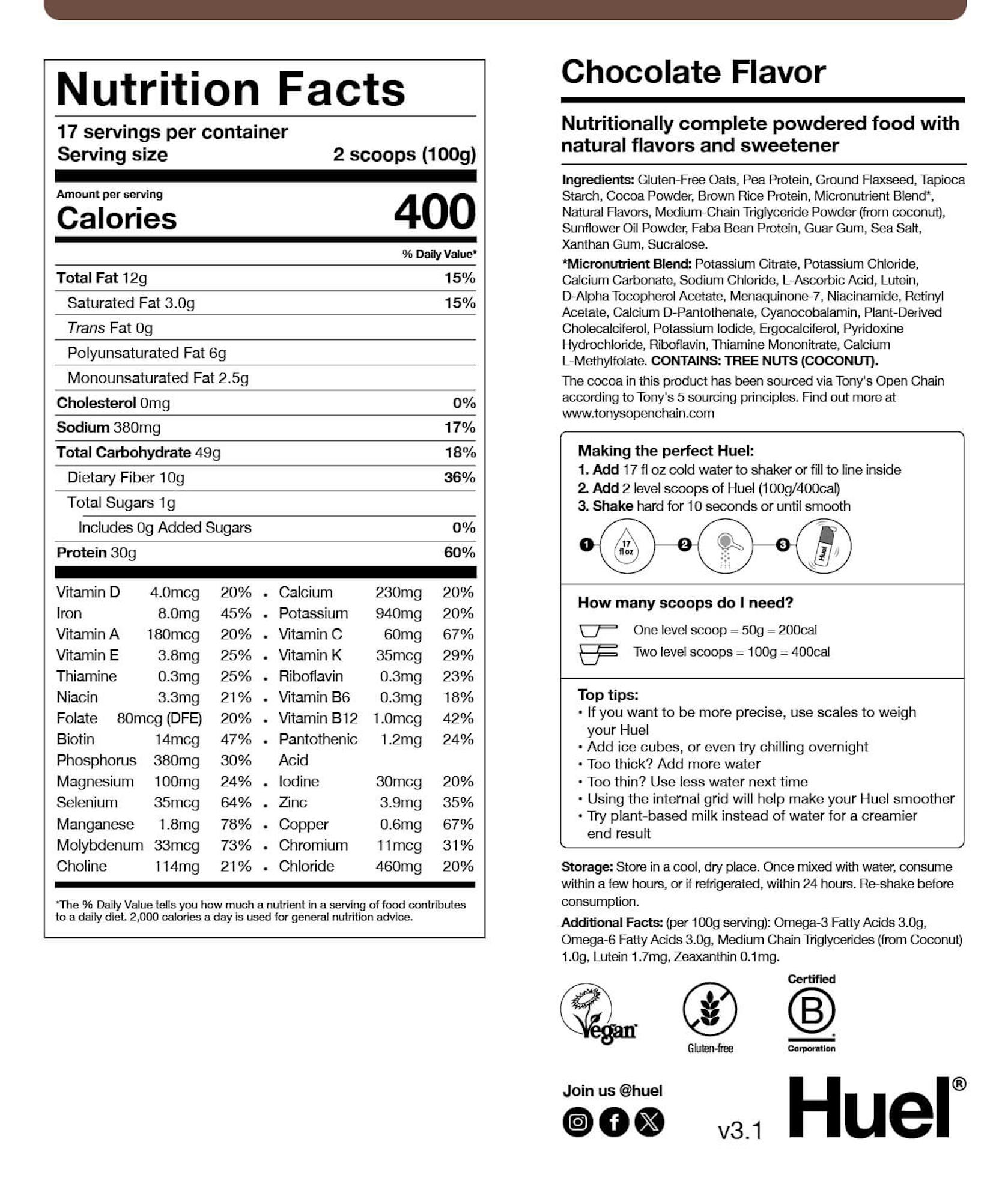 Powder Chocolate Nutritional Info