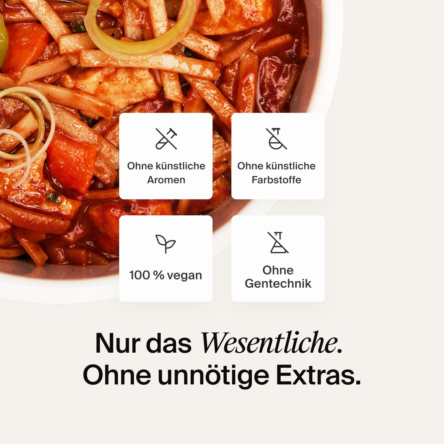 Gabel mit Hot & Savoury Nudeln