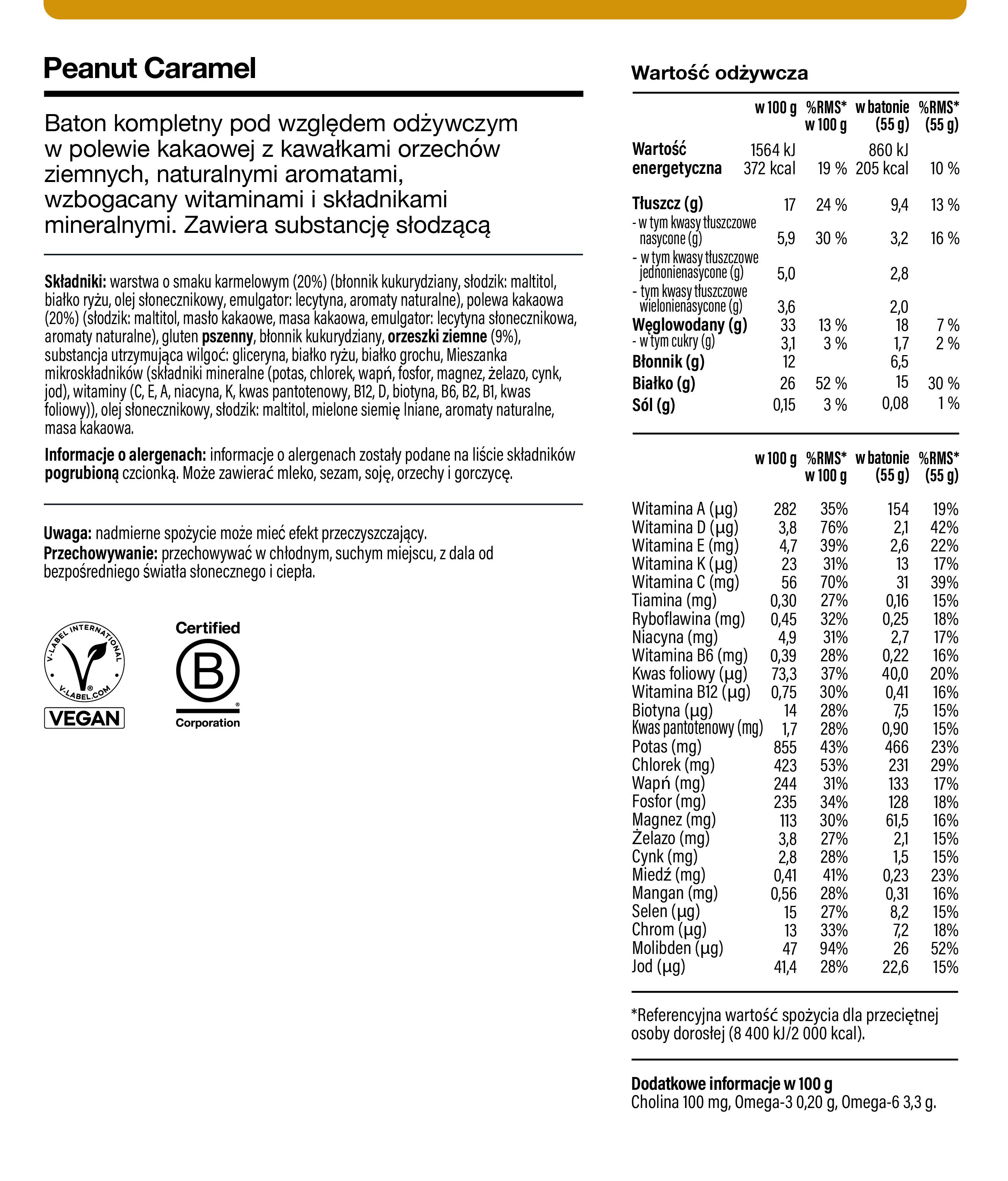 Nutritional information for Huel Complete Nutrition Bar - Peanut Caramel