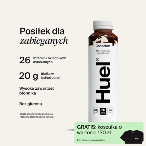 Butelka napoju Ready-to-drink z informacją „Pełnowartościowe odżywianie”