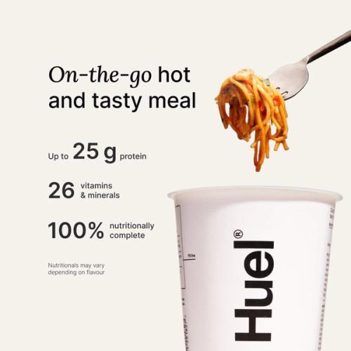 white Hot & Savoury Pot with spicy noodles on a fork, set against a neutral colour background