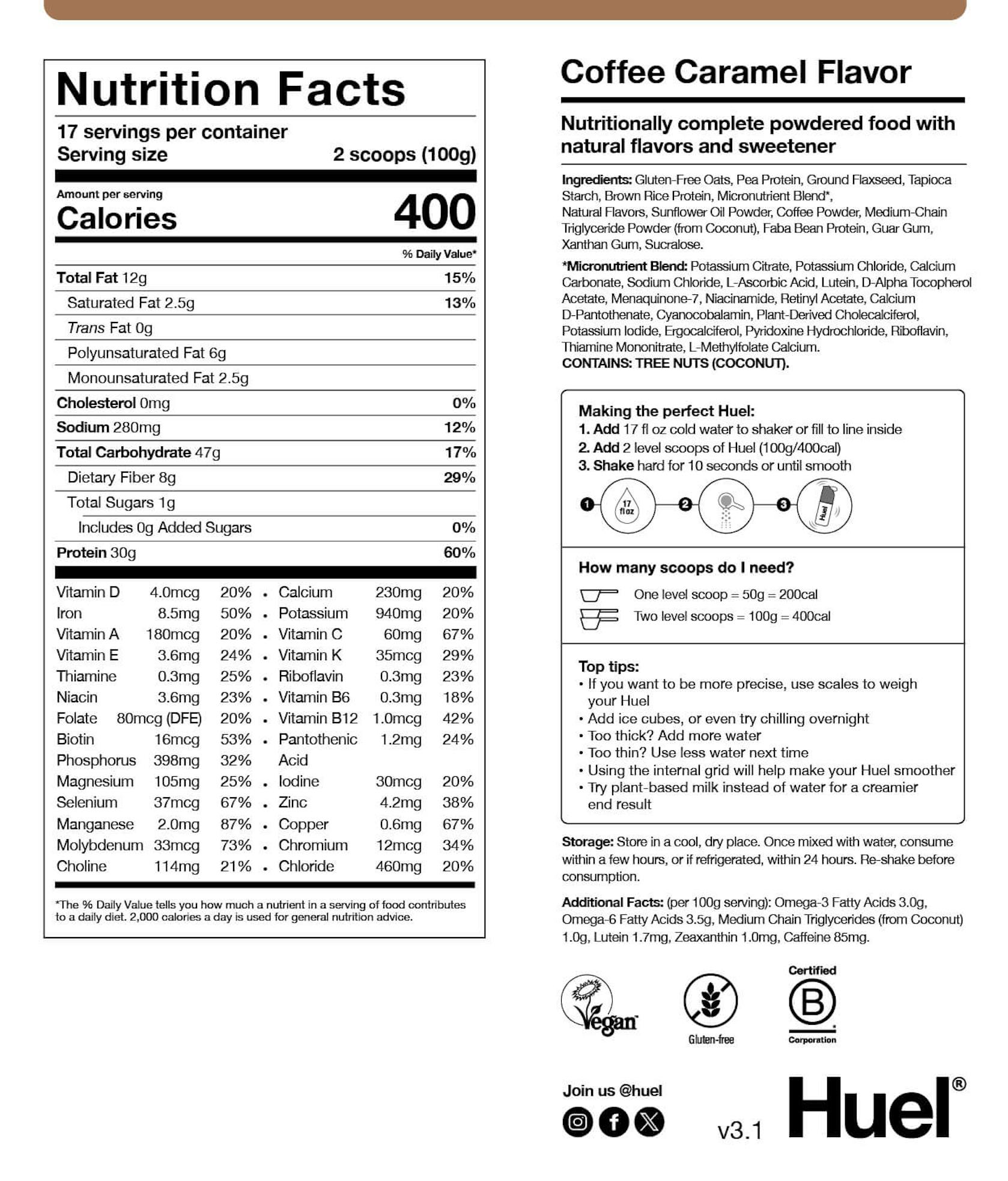 Coffee Caramel Nutritional Info