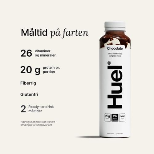 En flaske Chocolate Huel Drikkeklar måltidsdrik med højt proteinindhold