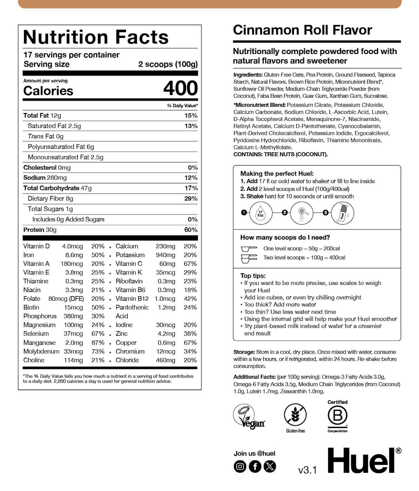 Powder Cinnamon Roll Nutritional Info