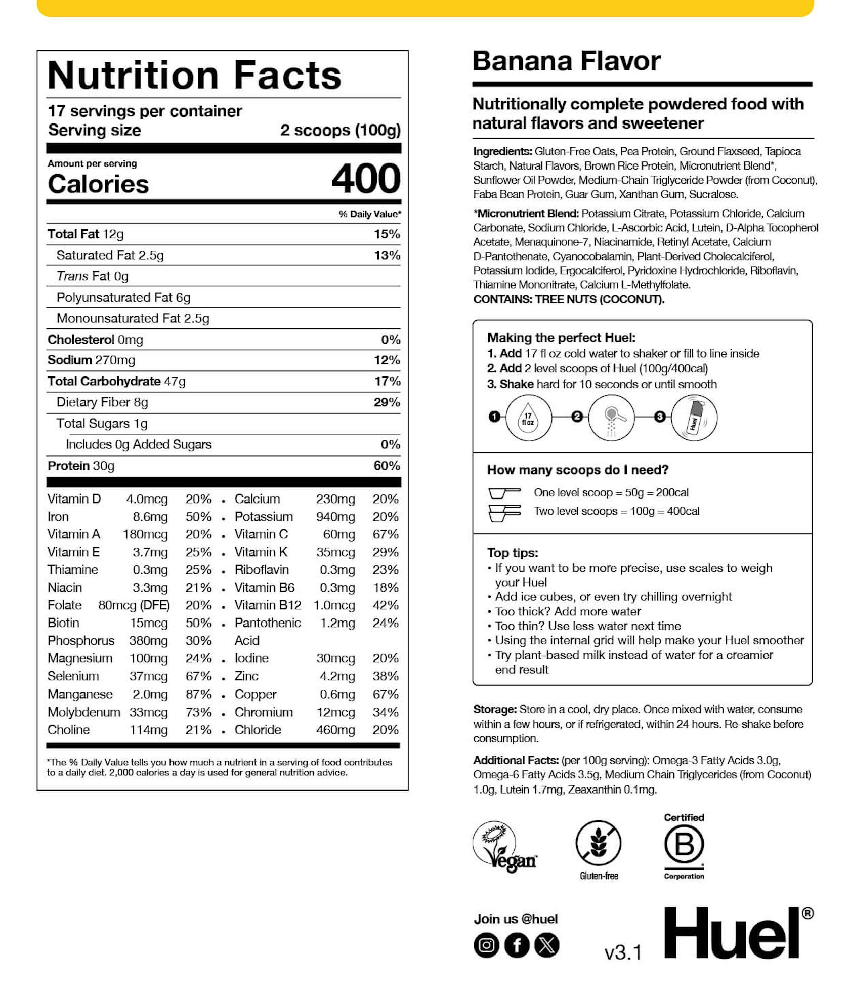 Powder Banana Nutritional Info