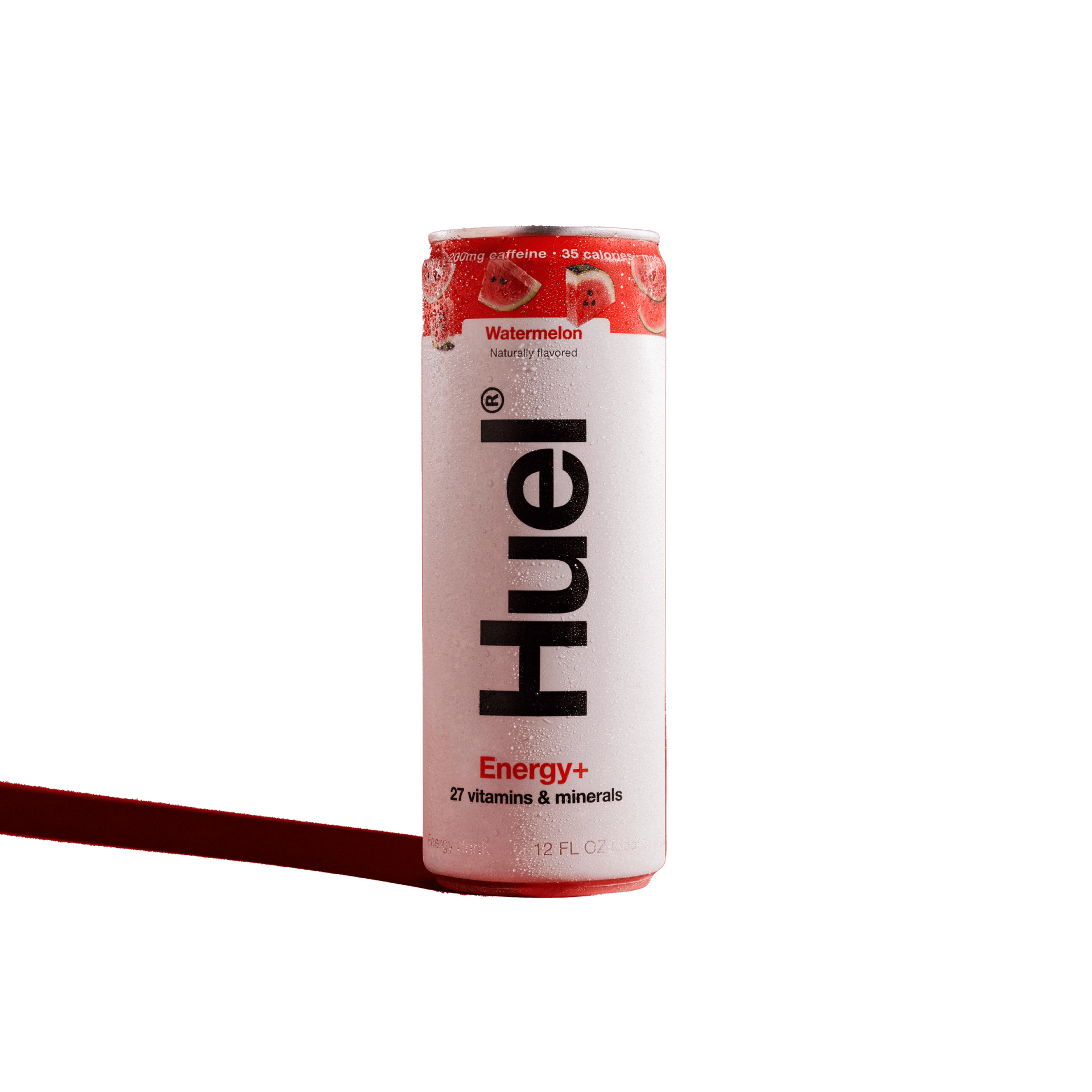 A can of Huel Energy+ on a pink background