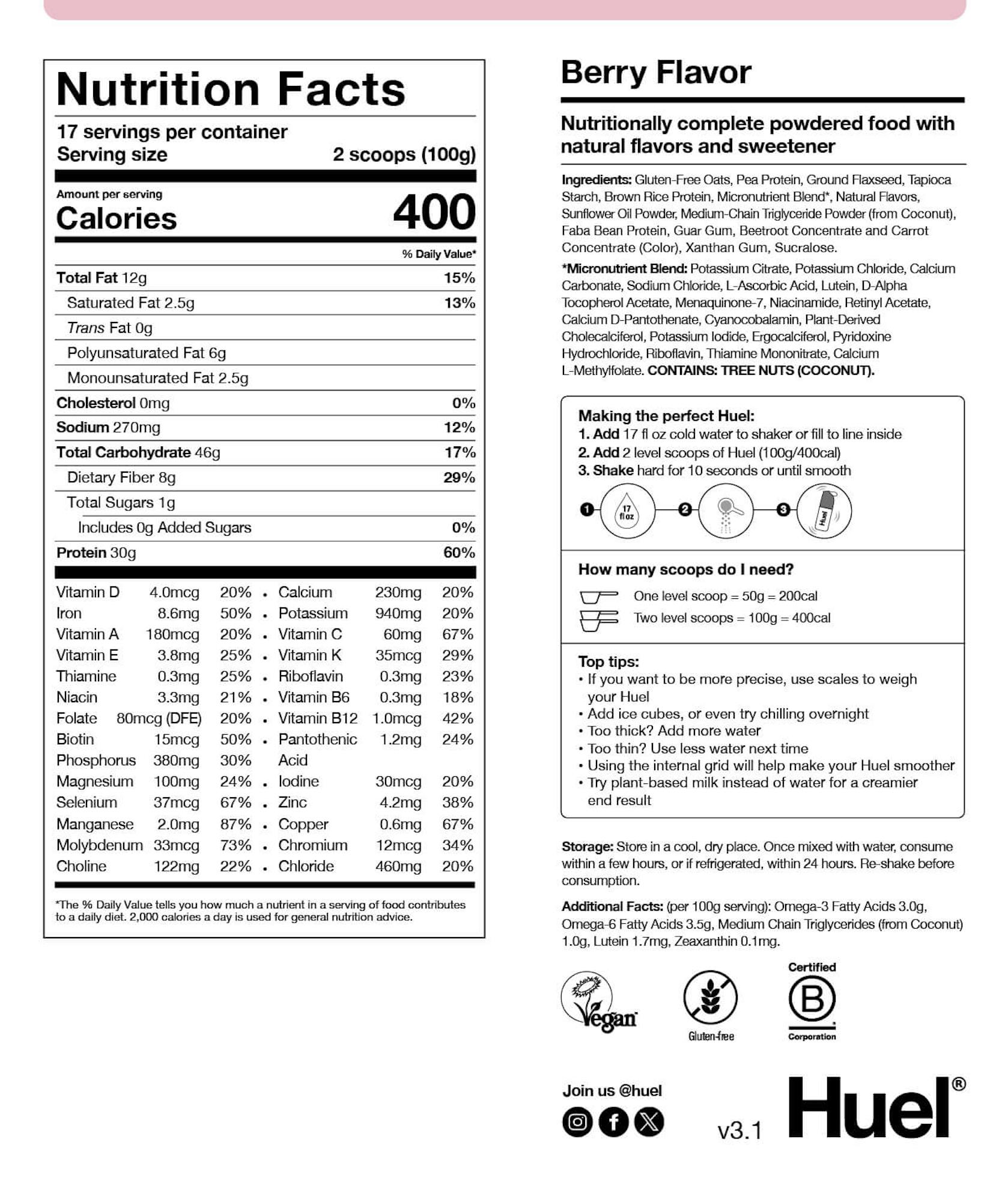 Powder Berry Nutritional Info