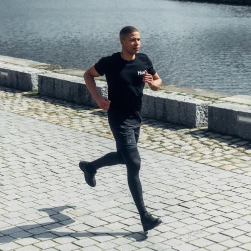 Man running in Huel t-shirt