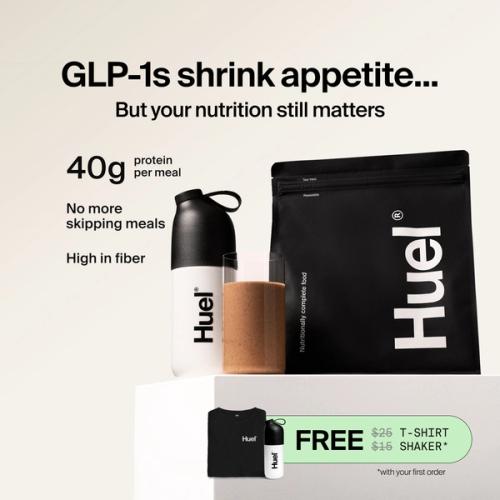 Bag of Black Edition Powder with callouts specific to someone on GLP-1 medication