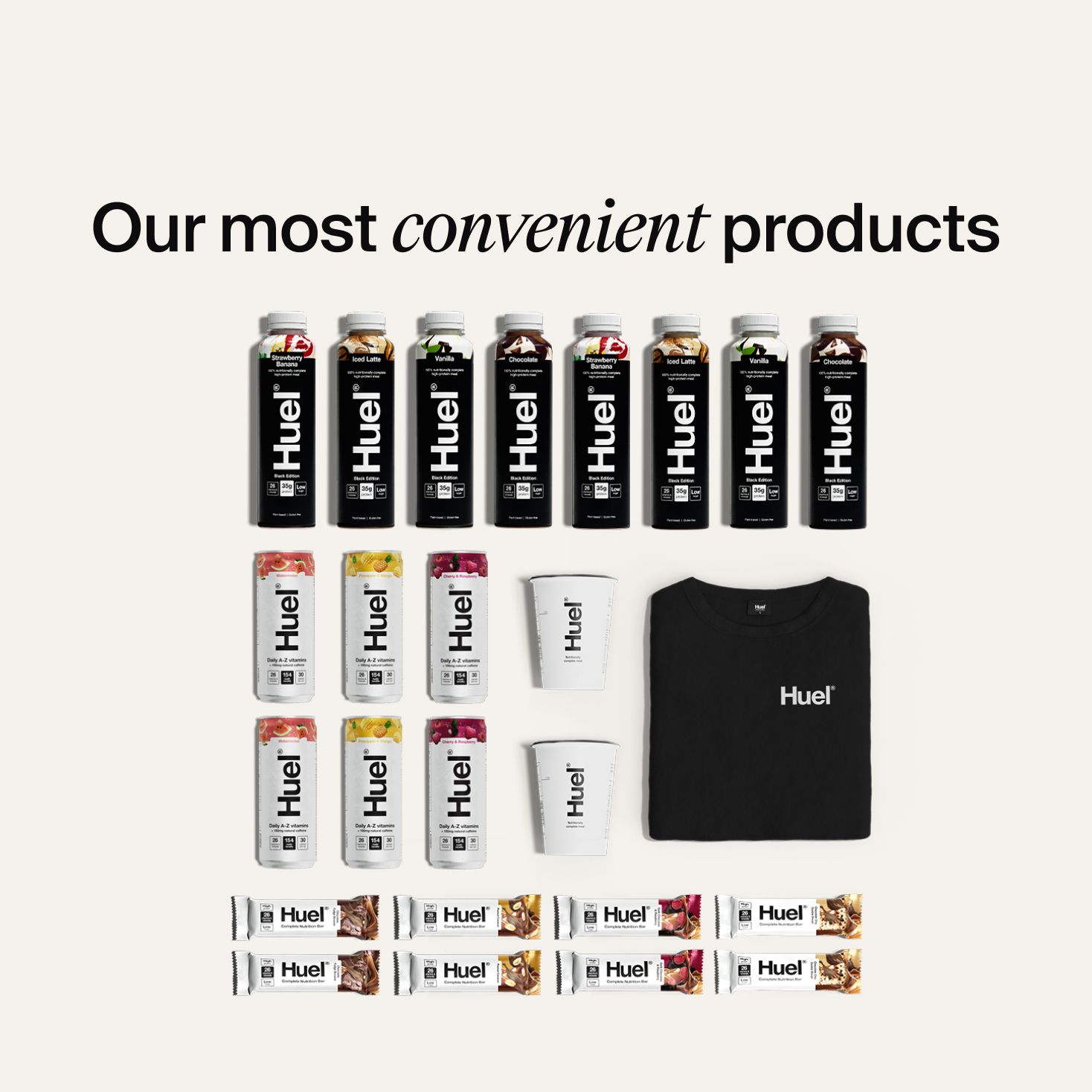 A selection of Huel products