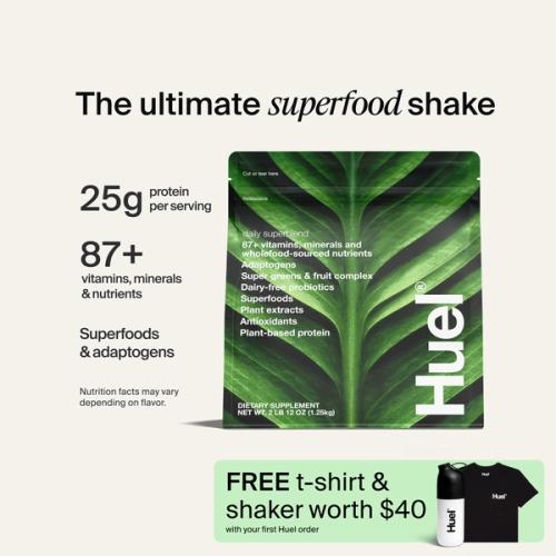 A picture of Superblend bag with nutrition callouts