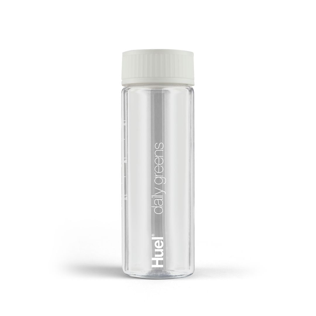 An image of a clear Daily Greens bottle