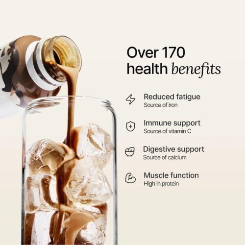 Huel protein drink pouring out of a Ready-to-drink bottle