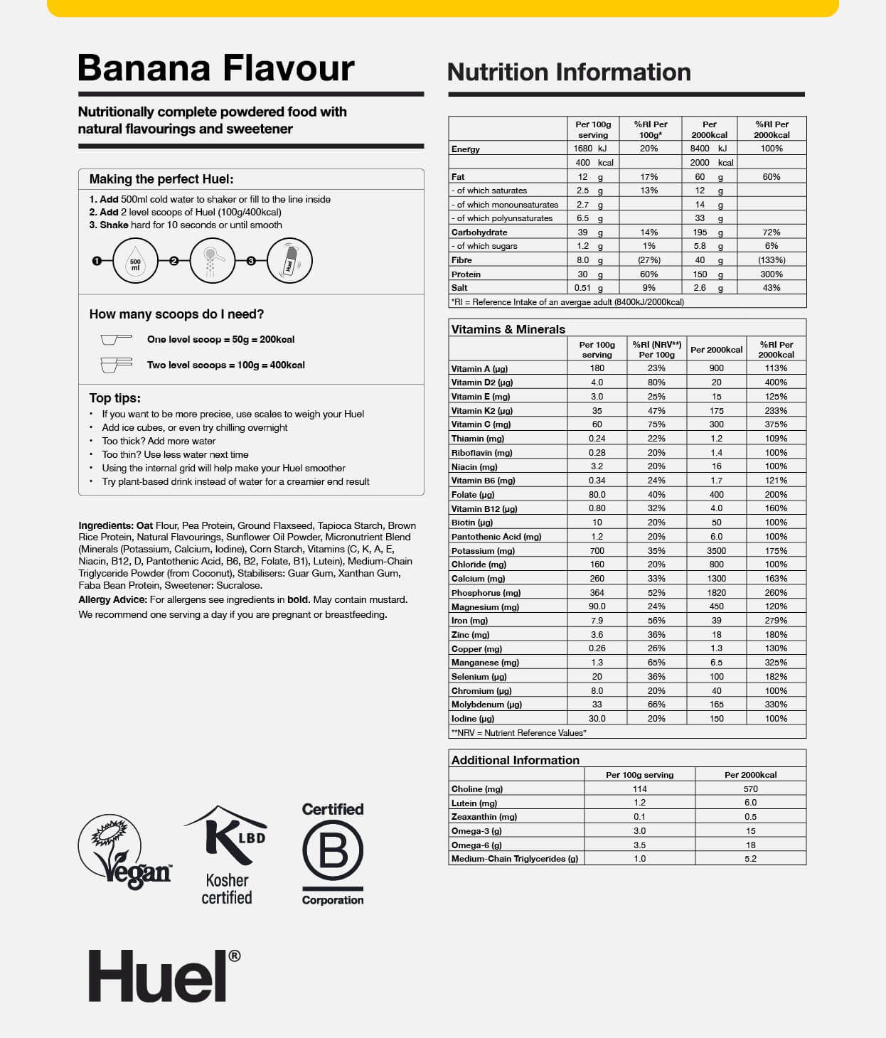 Powder Banana BOP Nutritional Info
