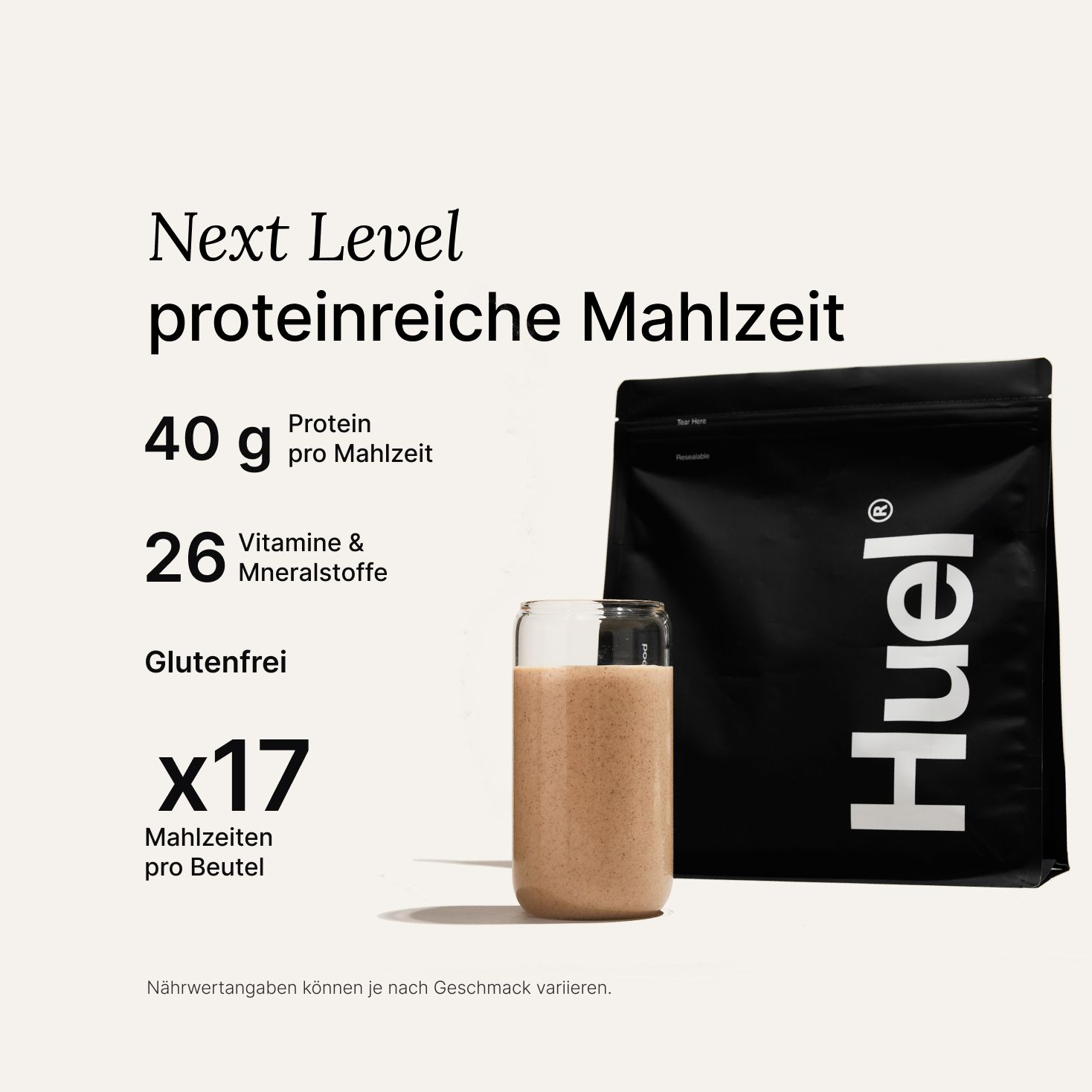 Ein Beutel Huel Black Edition Pulvermahlzeit 