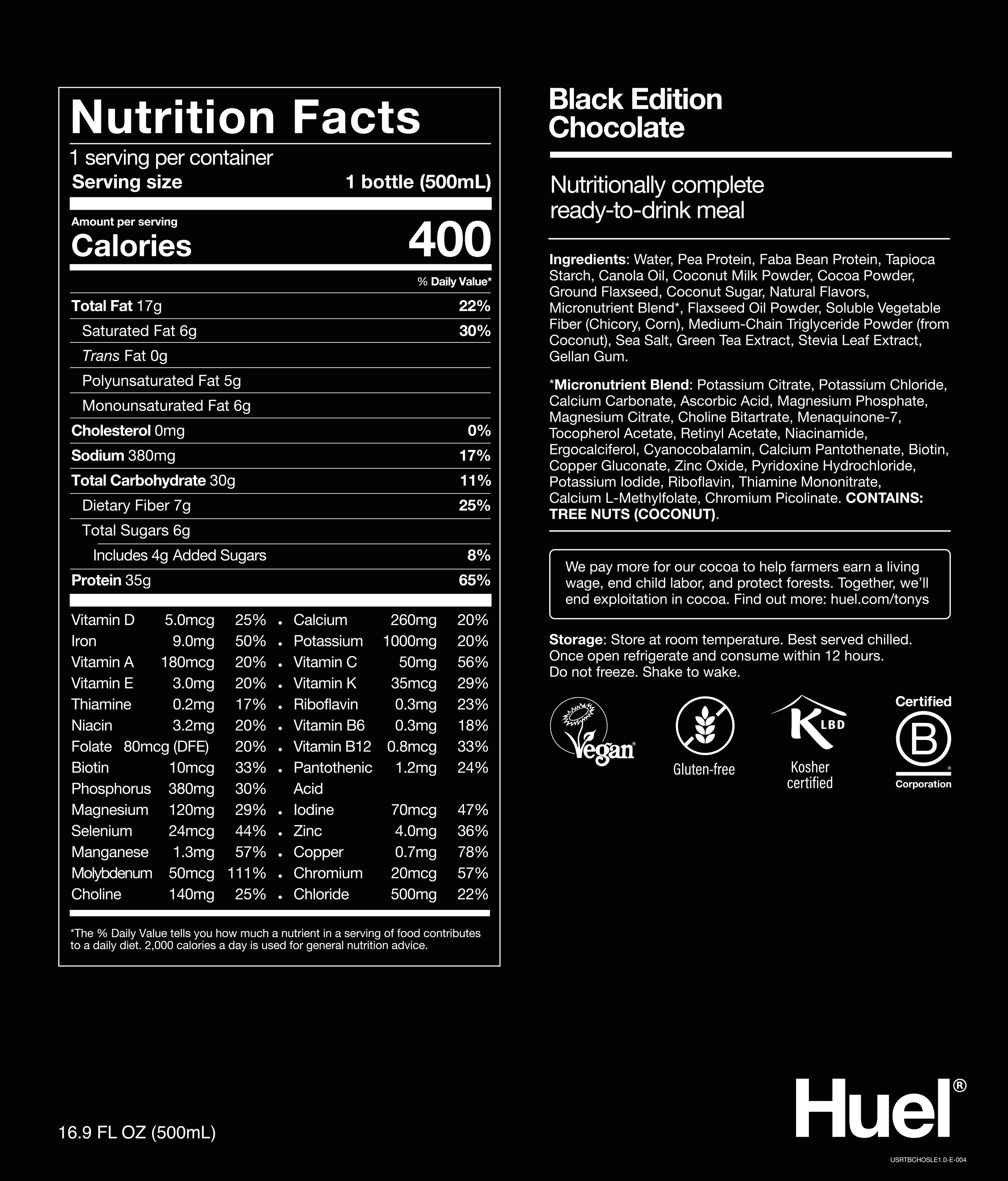 Black Edition Ready to drink Nutritional Info