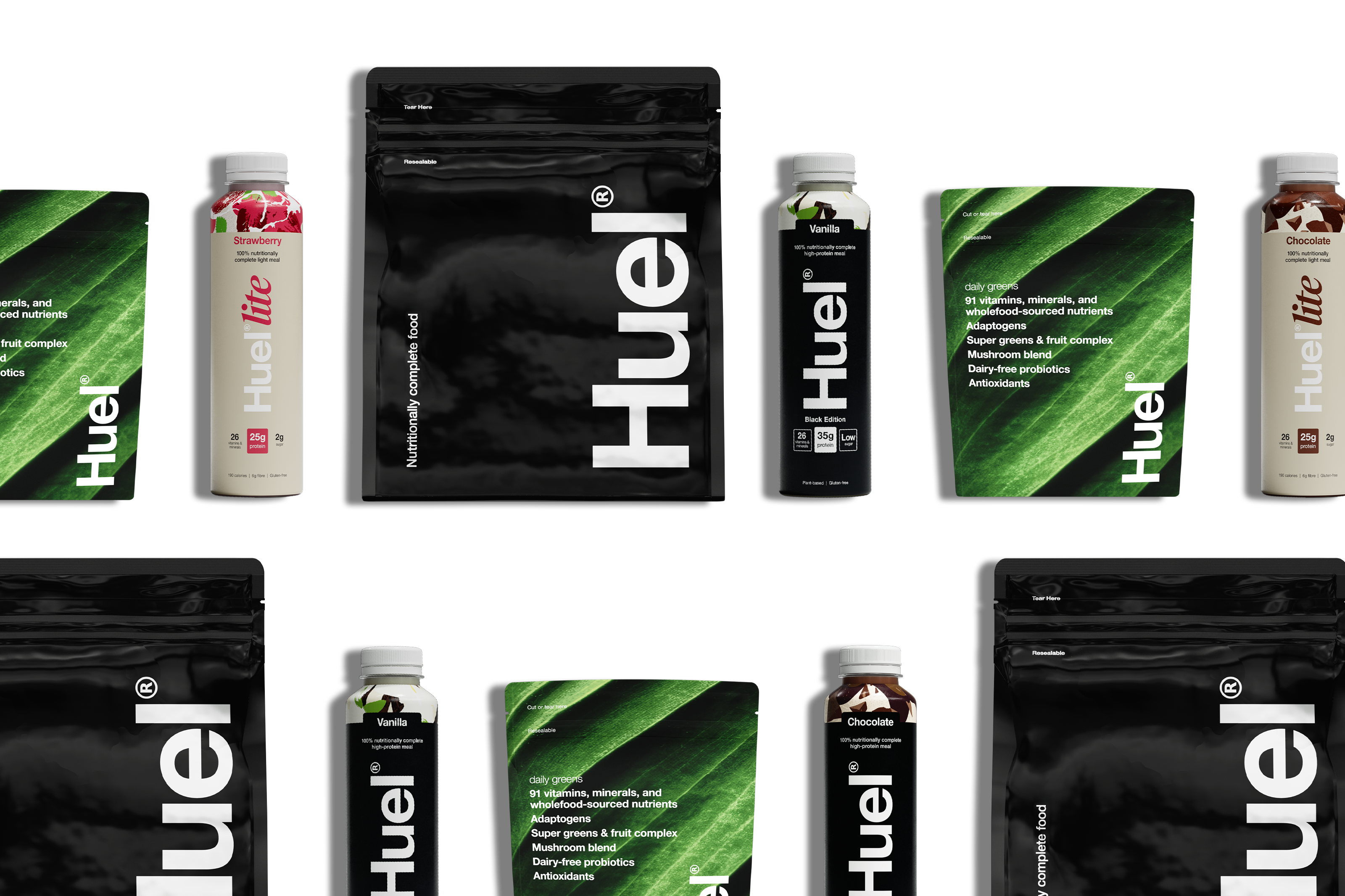Huel Products in a grid