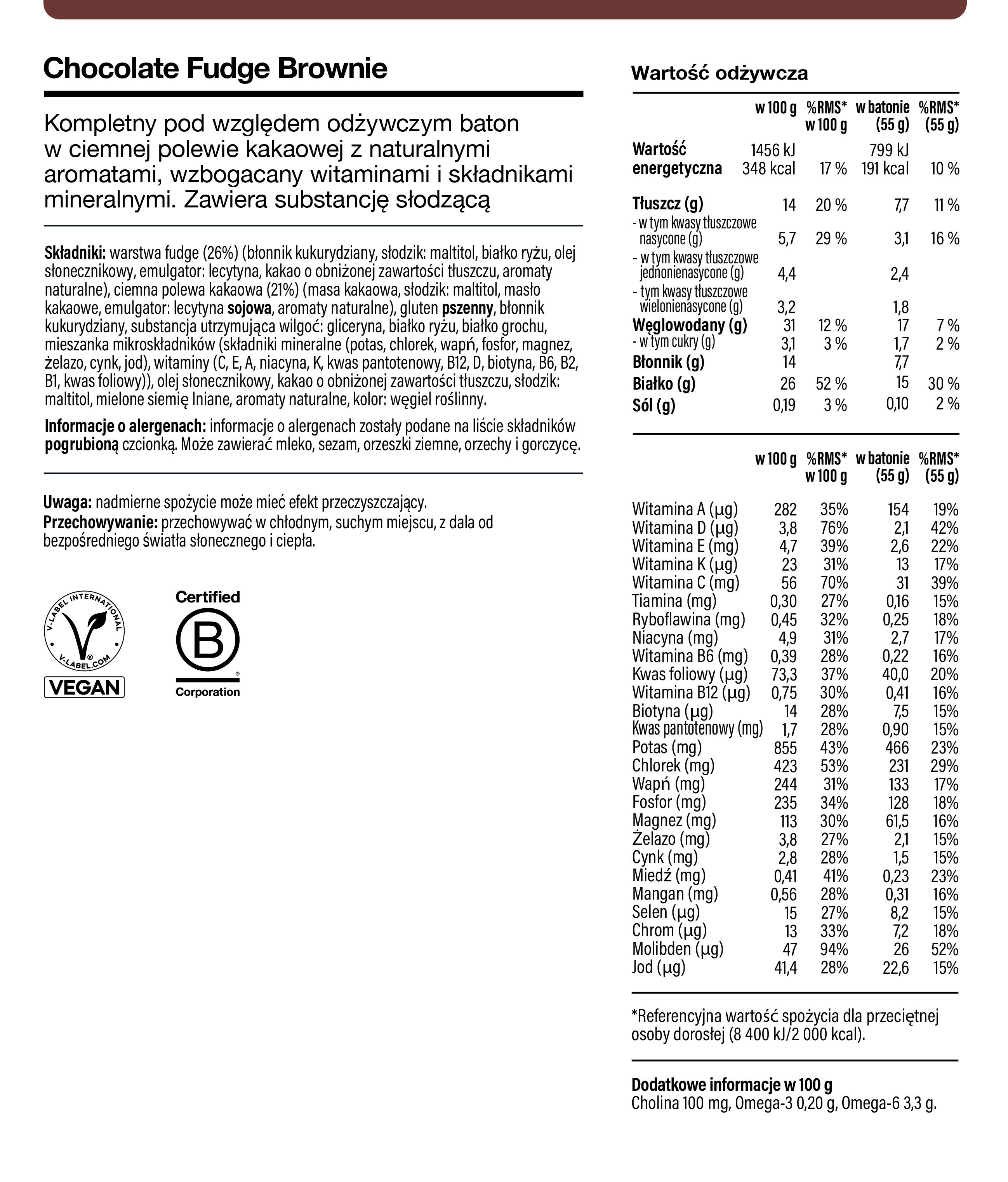 Nutritional information for Huel Complete Nutrition Bar - Chocolate Fudge Brownie