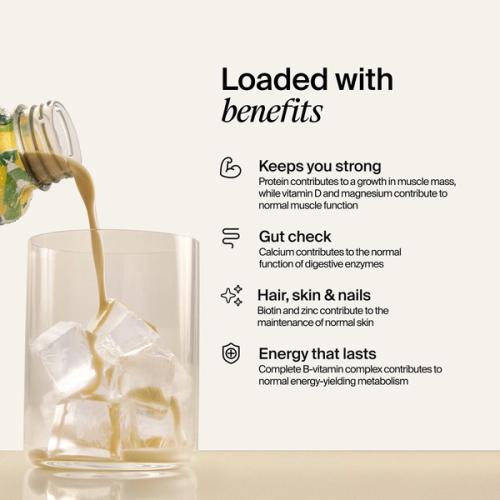 Health benefits like strength, gut check, hair, skin and nail health and energy that lasts