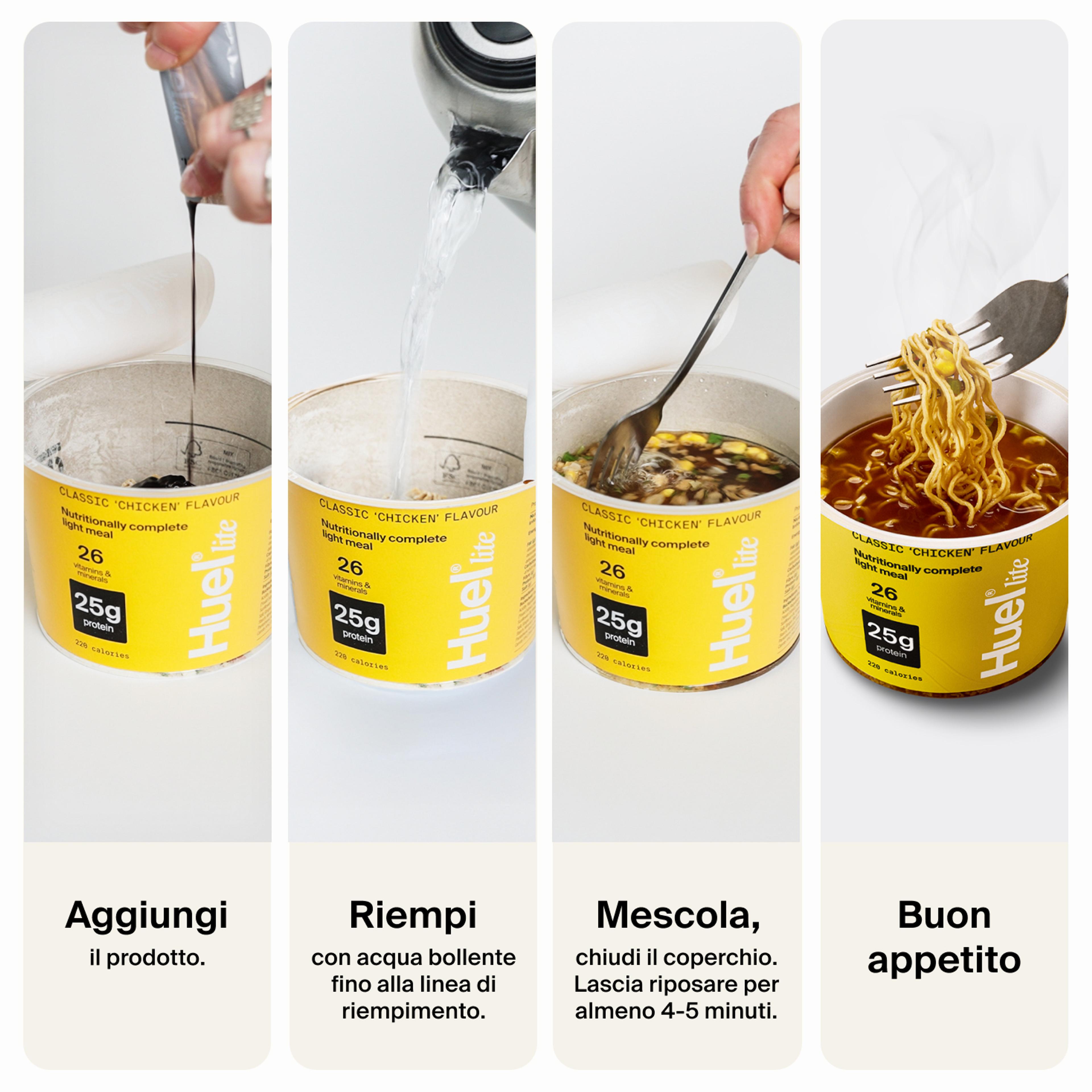 Una guida passo passo per preparare il Ramen Huel Lite